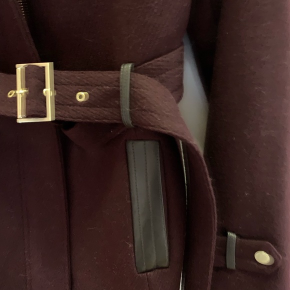 Cole Haan aubergine wool, leather coat FINAL PRICE. - Picture 4 of 8